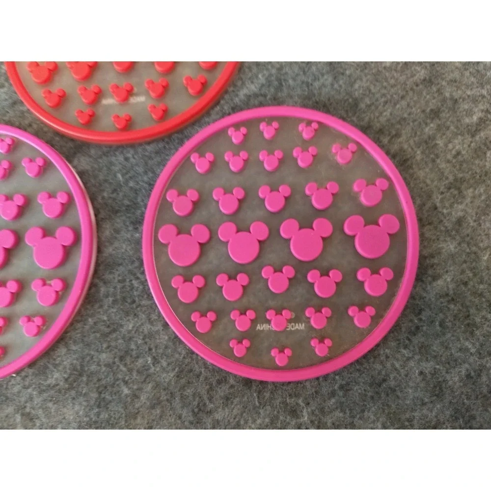 DISNEY Mickey Mouse Silicone Coasters‎ Lot of 5 Mickey Ears 3 Colors Stackable